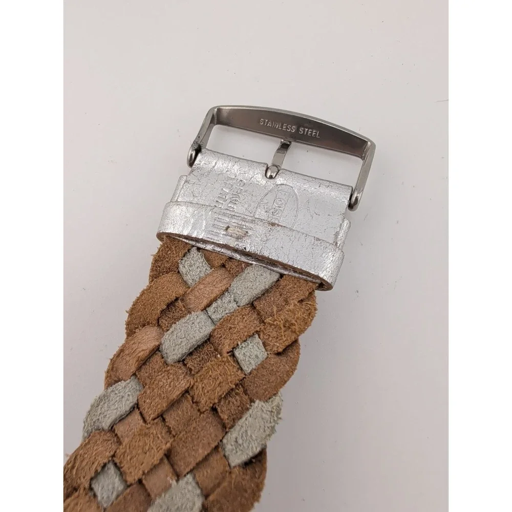 Fossil Women's Watch 30mm Silver Case Multicolor Woven Bund Strap- New Battery